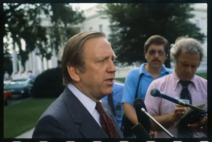 Framed Print : Representative John Bredemas Talking to Reporters