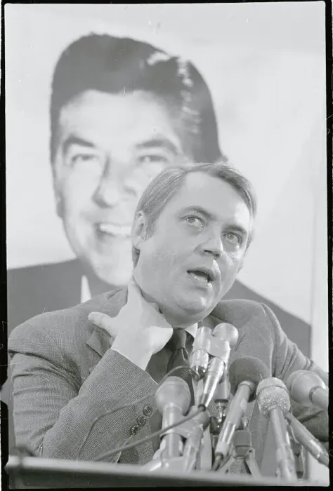 Framed Print : Republican Campaign Manager John Sears at Microphone