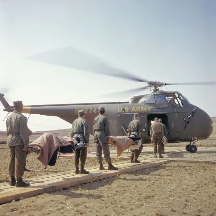 Framed Print : Rescuers Evacuating Sick and Wounded South Koreans by Helicopter Framed Print : Rescuers Evacuating Sick and Wounded South Koreans by Helicopter
