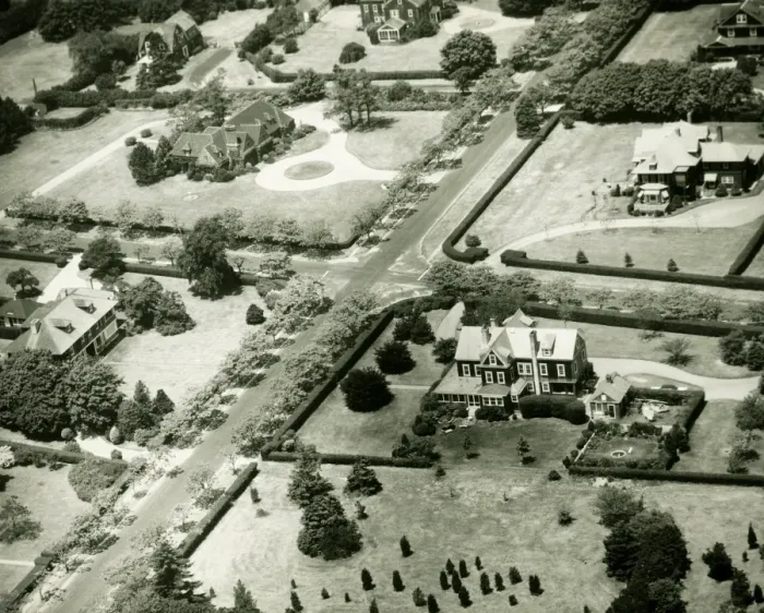 Framed Print : Residences in suburban terrain, (B&W), aerial view Framed Print : Residences in suburban terrain, (B&W), aerial view