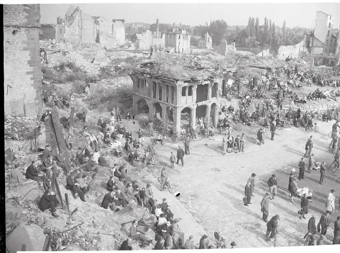 Framed Print : Residents Standing Among Ruins Framed Print : Residents Standing Among Ruins