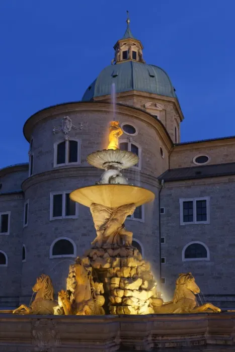 Framed Print : Residenzbrunnen, Residence Fountain, Cathedral, Residenzplatz square, Salzburg, Austria, Europe, PublicGround