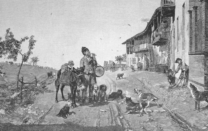 Framed Print : A restless impresario, street artist with donkey and dogs shows tricks in the street, painting by Giovanni Battista Quadrone, Italy, historical, digitally restored reproduction of a 19th century original Framed Print : A restless impresario, street artist with donkey and dogs shows tricks in the street, painting by Giovanni Battista Quadrone, Italy, historical, digitally restored reproduction of a 19th century original