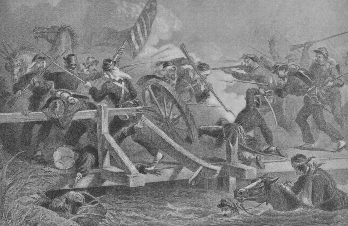 Framed Print : Retreat from Manassas Bridge Framed Print : Retreat from Manassas Bridge
