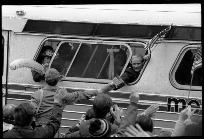 Framed Print : Returned American Hostages Waving Framed Print : Returned American Hostages Waving