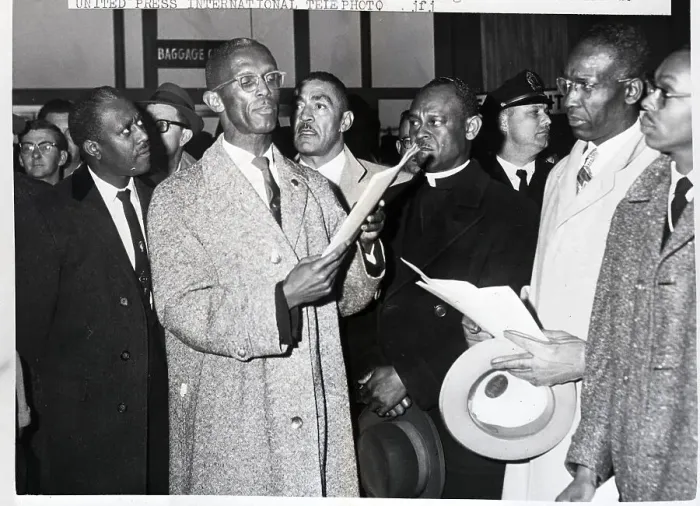 Framed Print : Rev. Mccollough At Airport Protest Framed Print : Rev. Mccollough At Airport Protest