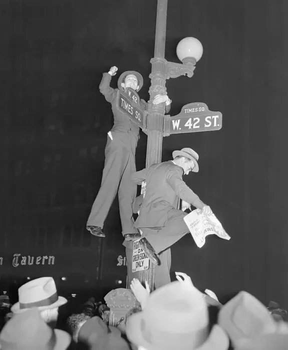 Framed Print : Revelers on Pole Prior to Election Framed Print : Revelers on Pole Prior to Election