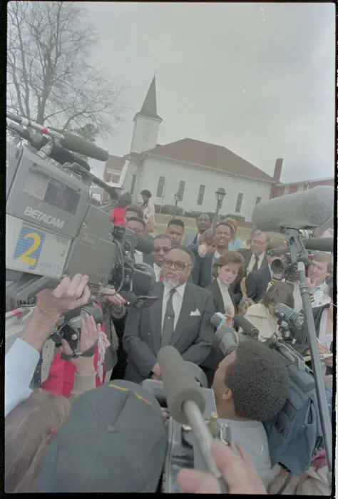 Framed Print : Reverend Hosea Williams Speaking to Press After Integrating Church Services