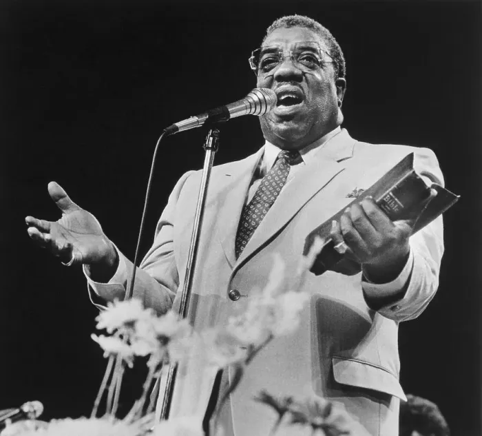 Framed Print : Reverend James Cleveland Standing at Microphone Framed Print : Reverend James Cleveland Standing at Microphone