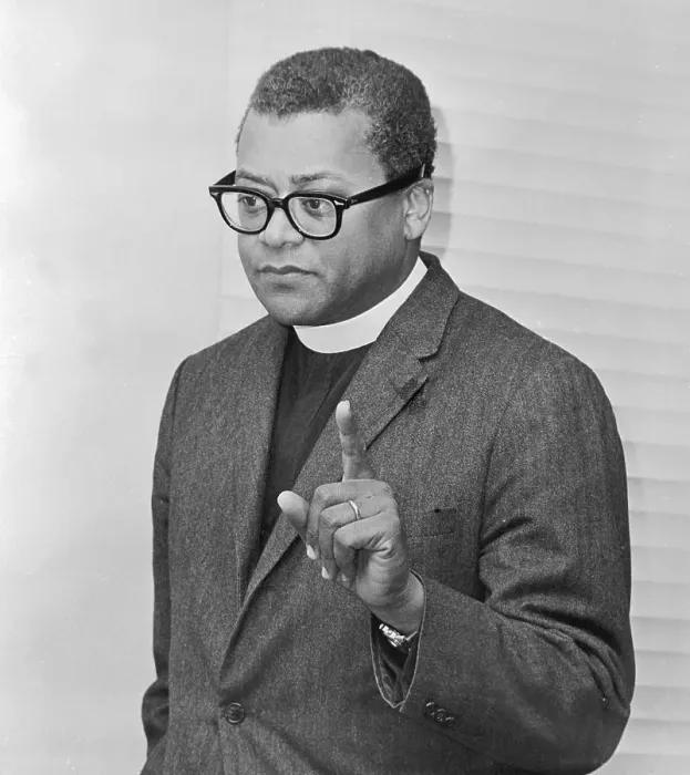 Framed Print : Reverend James Lawson Gesturing While Speaking to Press Framed Print : Reverend James Lawson Gesturing While Speaking to Press