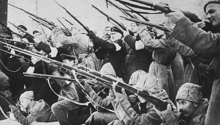 Framed Print : Revolutionaries Aiming Weapons at Police Framed Print : Revolutionaries Aiming Weapons at Police