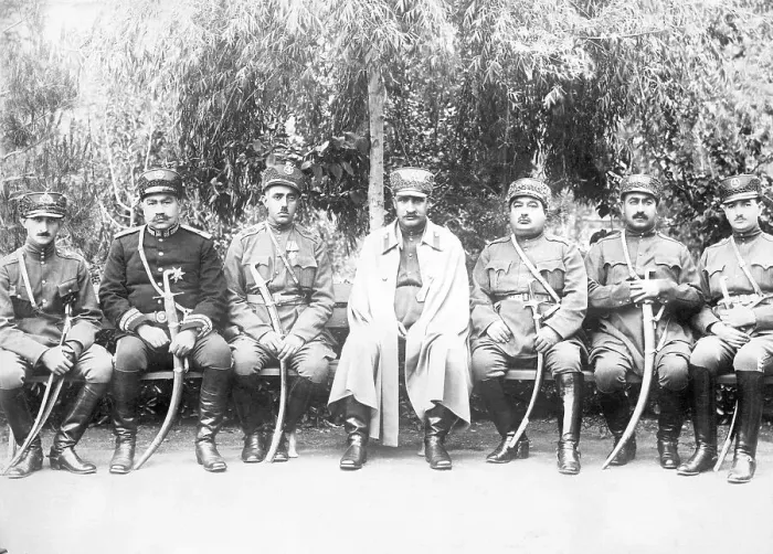 Framed Print : Reza Khan with Group of Officers Framed Print : Reza Khan with Group of Officers