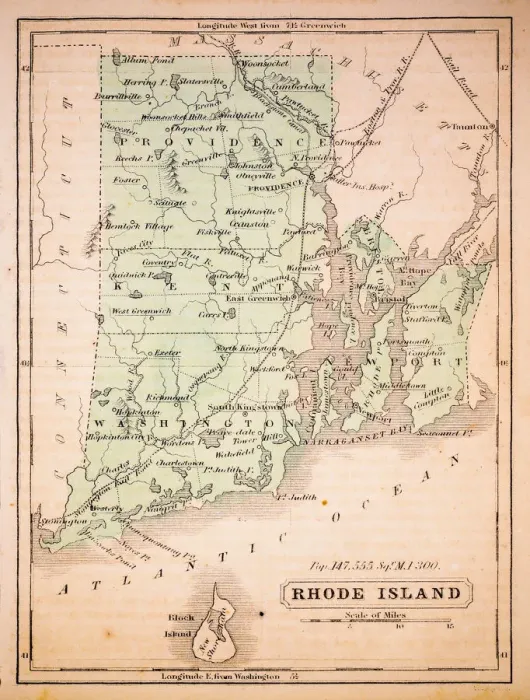 Framed Print : Rhode Island 1852 Map Framed Print : Rhode Island 1852 Map