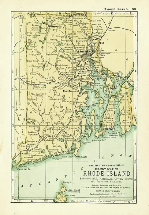Framed Print : Rhode Island map 1898 Framed Print : Rhode Island map 1898