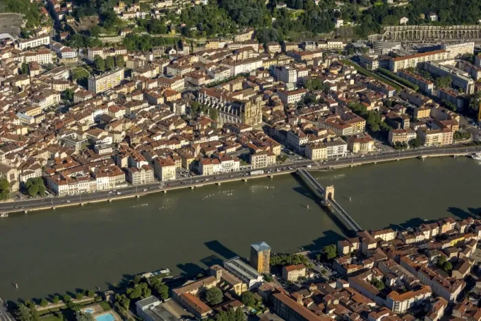 Framed Print : Rhone, downtown, Vienne, Sainte-Colombe, Rhone-Alpes, France
