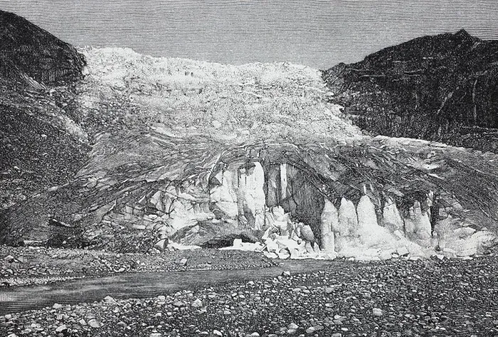 Framed Print : Rhone Glacier, Rottengletscher, a glacier in the Swiss Alps and the source of the Rhone, 1888, Switzerland, History, digital reproduction of an original 19th-century image