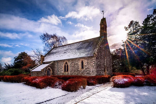 Rhug Chapel in the snow at Corwen
