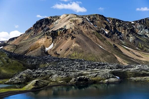 Rhyolite mountains at the Namshraun lava field, Landmannalaugar area, Fjallabak Nature Reserve, Highlands of Iceland, Southern Region, Iceland
