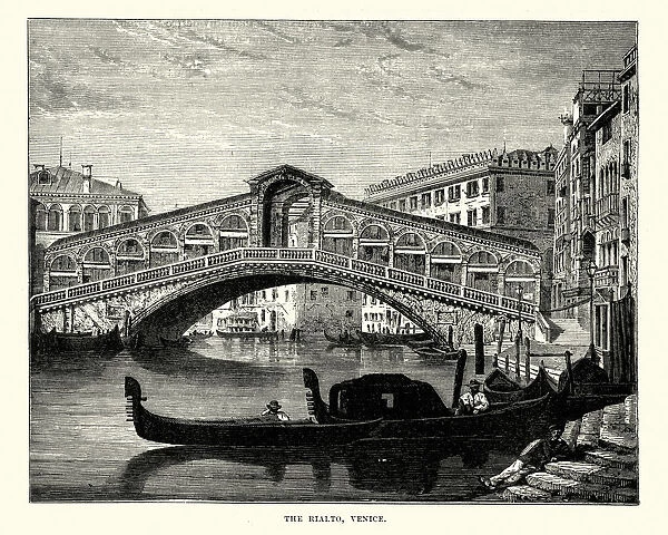 Rialto Bridge, Venice, 19th Century