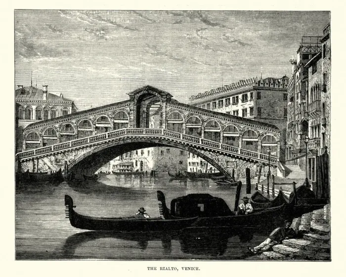 Framed Print : Rialto Bridge, Venice, 19th Century Framed Print : Rialto Bridge, Venice, 19th Century