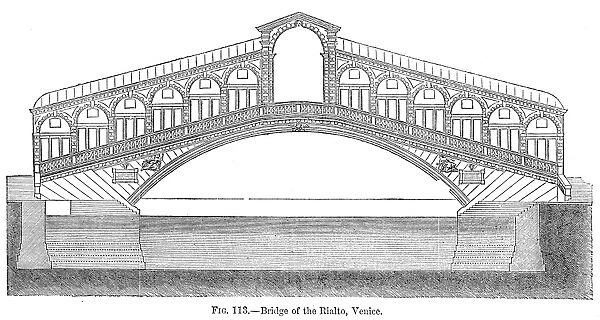 Rialto bridge in Venice engraving 1878