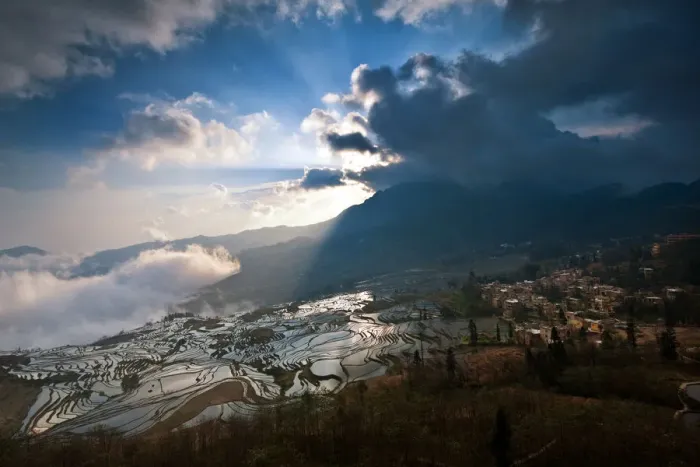 Framed Print : Rice terrace in Yuanyang County Framed Print : Rice terrace in Yuanyang County