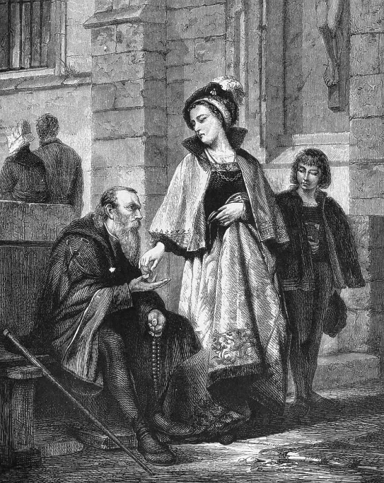 Framed Print : Rich Giving Alms to Poor Framed Print : Rich Giving Alms to Poor