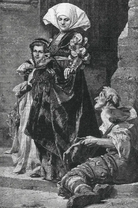 Framed Print : Rich Woman Giving Alms to Poor Framed Print : Rich Woman Giving Alms to Poor