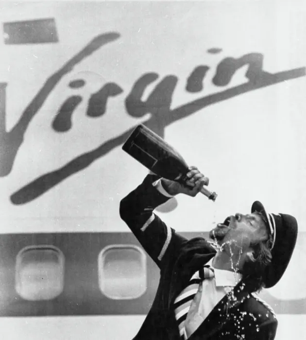 Framed Print : Richard Branson Celebrating
