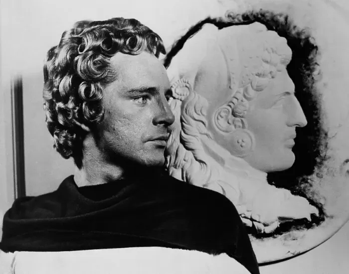 Framed Print : Richard Burton Posing Next to a Portrait of Alexander the Great Framed Print : Richard Burton Posing Next to a Portrait of Alexander the Great