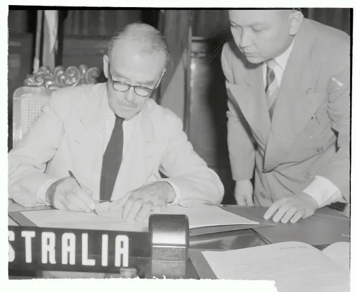 Framed Print : Richard Casey Signing a Pact Framed Print : Richard Casey Signing a Pact