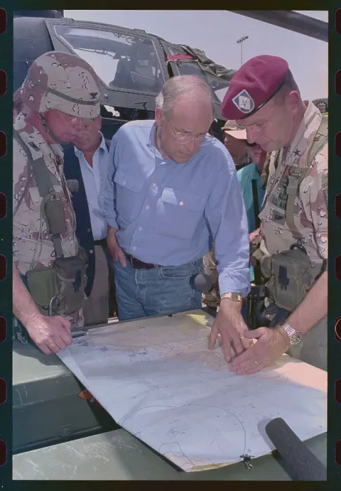 Framed Print : Richard Cheney Being Briefed by Officers Framed Print : Richard Cheney Being Briefed by Officers