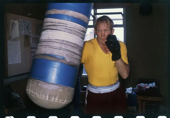 Framed Print : Richard Dunn with Boxing Bag Framed Print : Richard Dunn with Boxing Bag