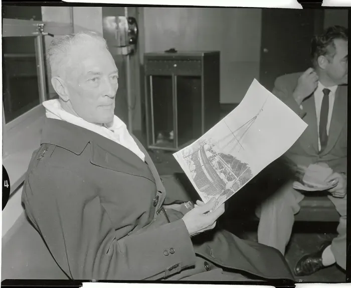 Framed Print : Richard E. Byrd Recuperating in Hospital and Viewing the Gjoa Framed Print : Richard E. Byrd Recuperating in Hospital and Viewing the Gjoa
