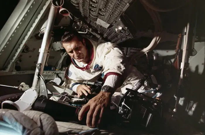 Framed Print : Richard Gordon Working on Command Module