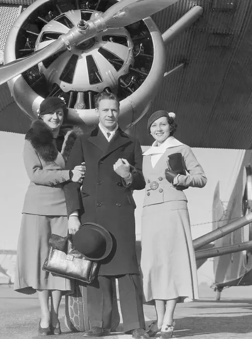 Framed Print : Richard Halliburton Posing with Two Women