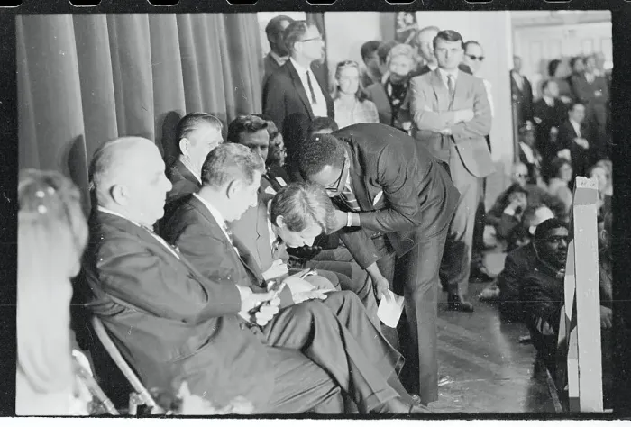 Framed Print : Richard Hatcher Talking to Robert Kennedy Framed Print : Richard Hatcher Talking to Robert Kennedy