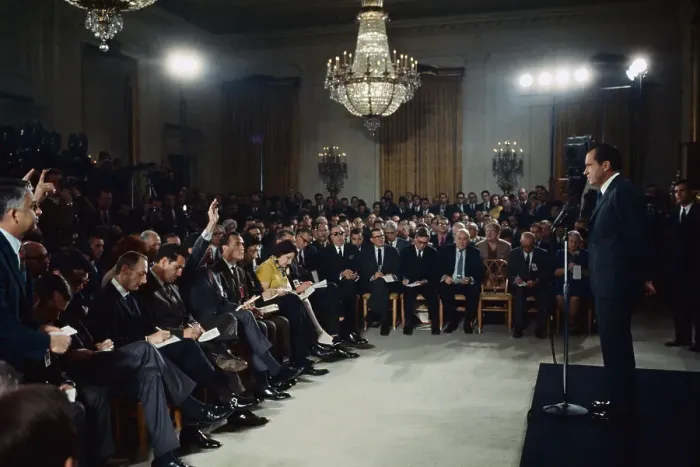 Framed Print : Richard M. Nixon Holding a Press Conference Framed Print : Richard M. Nixon Holding a Press Conference