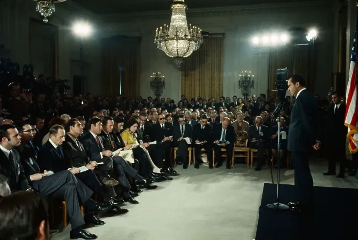 Framed Print : Richard M. Nixon Holding a Press Conference Framed Print : Richard M. Nixon Holding a Press Conference