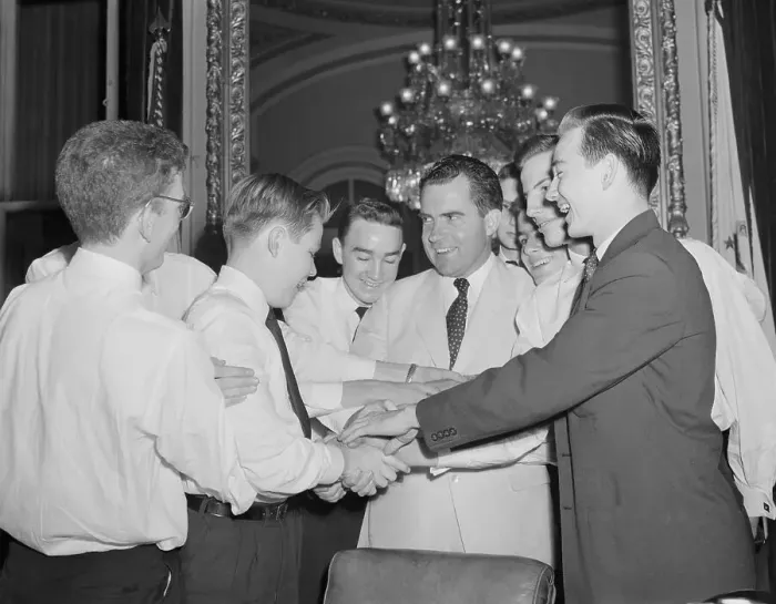Framed Print : Richard M. Nixon Joining Hands with Page Boys Framed Print : Richard M. Nixon Joining Hands with Page Boys