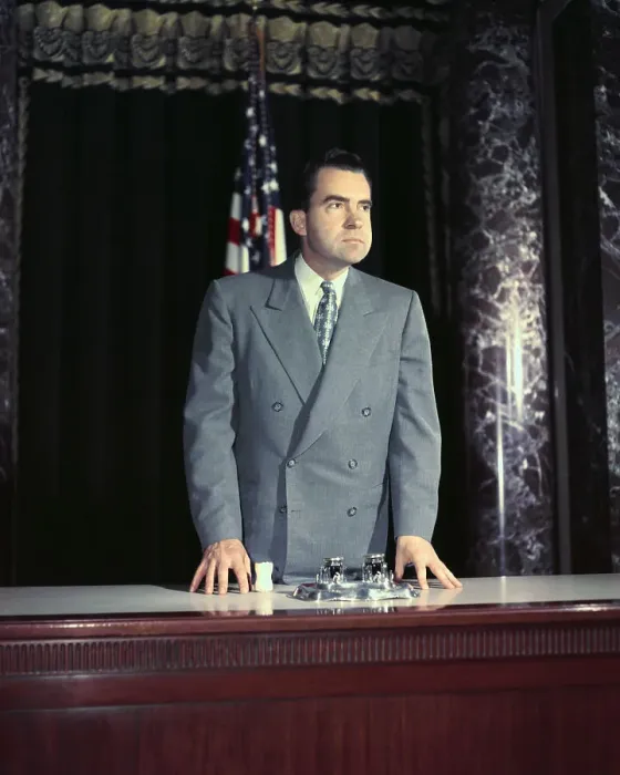 Framed Print : Richard M. Nixon Pausing at Senate Hearing