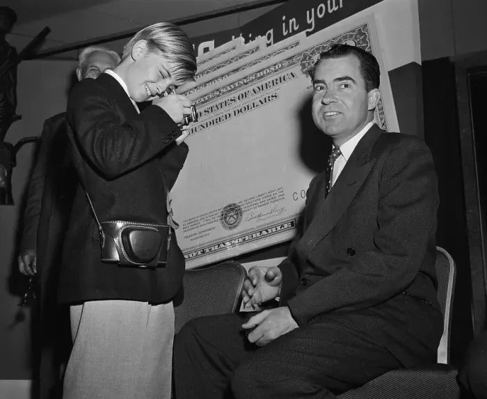 : Richard M. Nixon Posing for Young Actor : Richard M. Nixon Posing for Young Actor