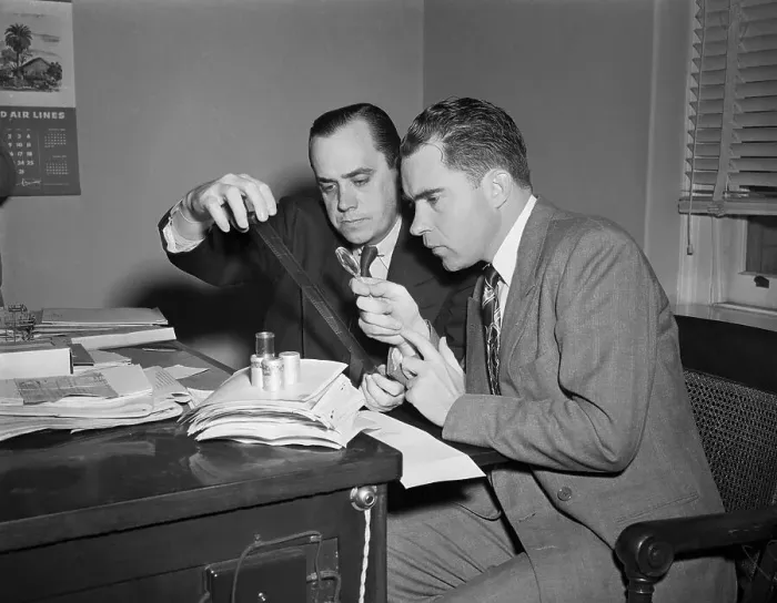 Framed Print : Richard M. Nixon and Robert Stripling Sitting at Desk Framed Print : Richard M. Nixon and Robert Stripling Sitting at Desk