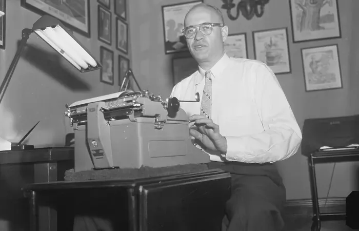 Framed Print : Richard Neuberger Sitting at His Typewriter Framed Print : Richard Neuberger Sitting at His Typewriter