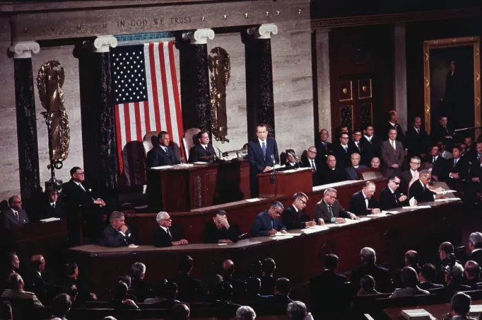 Framed Print : Richard Nixon Addressing Congress Framed Print : Richard Nixon Addressing Congress