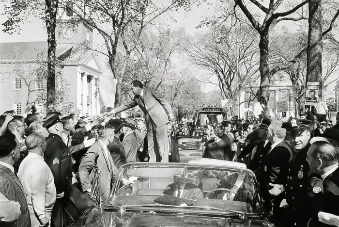 Framed Print : Richard Nixon Campaigns from Top of Car Framed Print : Richard Nixon Campaigns from Top of Car