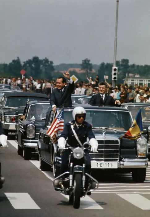 Framed Print : Richard Nixon in Car with Nicolae Ceausescu Framed Print : Richard Nixon in Car with Nicolae Ceausescu