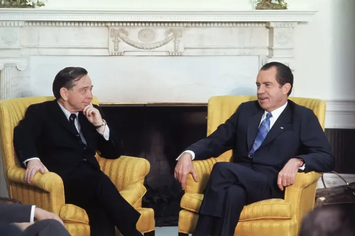 Framed Print : Richard Nixon and Carl Albert Conversing Framed Print : Richard Nixon and Carl Albert Conversing