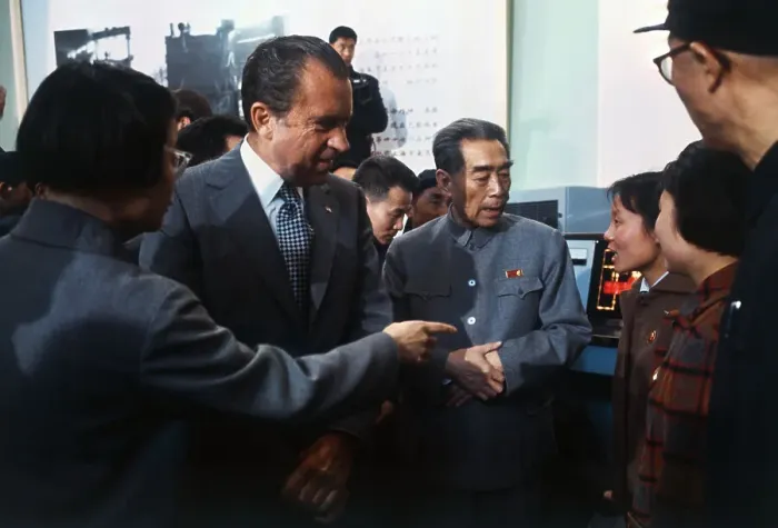 Framed Print : Richard Nixon with Chou En Lai Framed Print : Richard Nixon with Chou En Lai