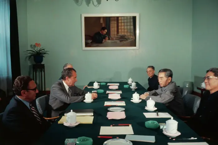 Framed Print : Richard Nixon and Chou En-Lai Framed Print : Richard Nixon and Chou En-Lai
